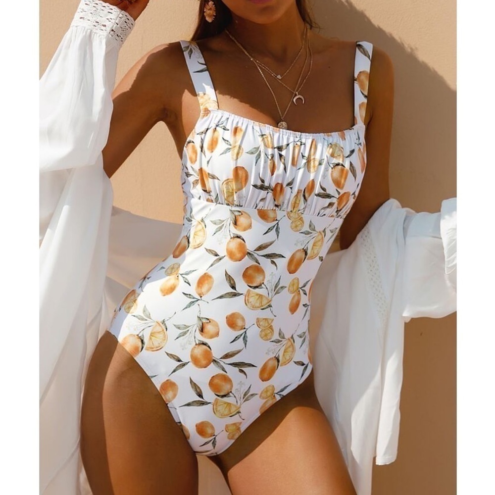 SHEIN Allover Fruit Print One Piece Swimsuit